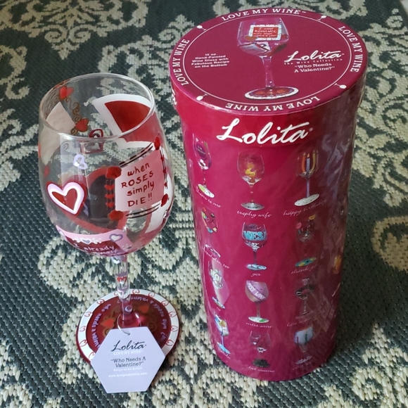 Lolita Other - BNIB Lolita "Who Needs A Valentine" Wine Glass